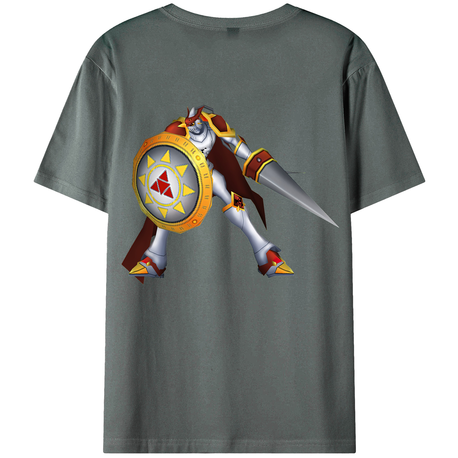 （画像用） Digimon デジタルモンスター/デジモン 綿100％ メンズ半袖Tシャツ（バックプリント） 通気性